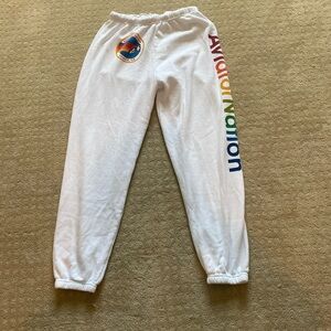 NWT- Aviator nation sweatpants white Large